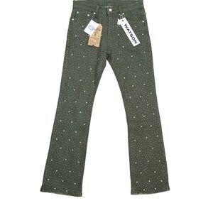 Women's Olive Flare Jeans